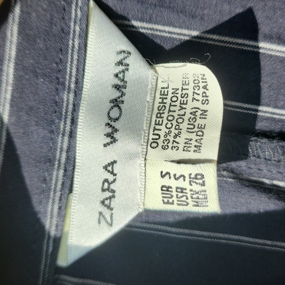Vintage Zara Fitted Navy Striped Shirt - Picture 4 of 6